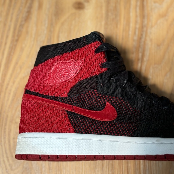 Air Jordan Red and Black Mesh Sneakers - Picture 6 of 9